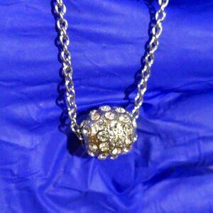 EXPRESS Silver Tone Pavé Crystal Rhinestone Ball Charm Necklace, Stylish Jewelry